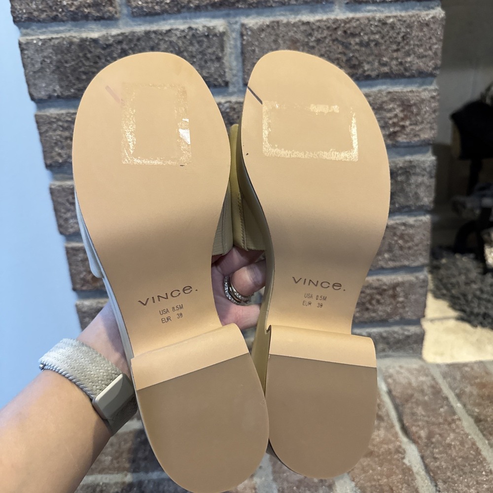 Vince Womens Margo Slip On Chunky Platform Block Heel Sandal Size 8.5 Tan #175 - Picture 5 of 16